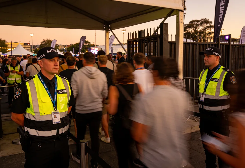 Event security crowd controllers at a Melbourne event