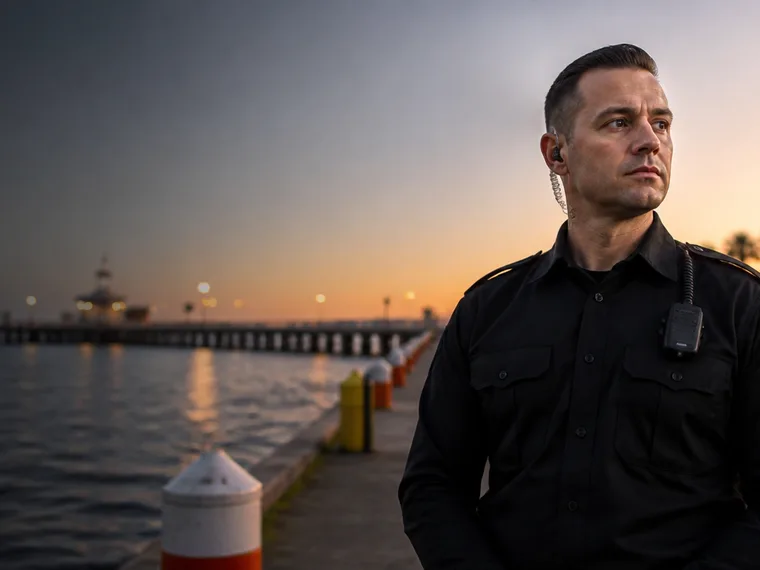Licensed security guard protecting a business in Geelong, Victoria