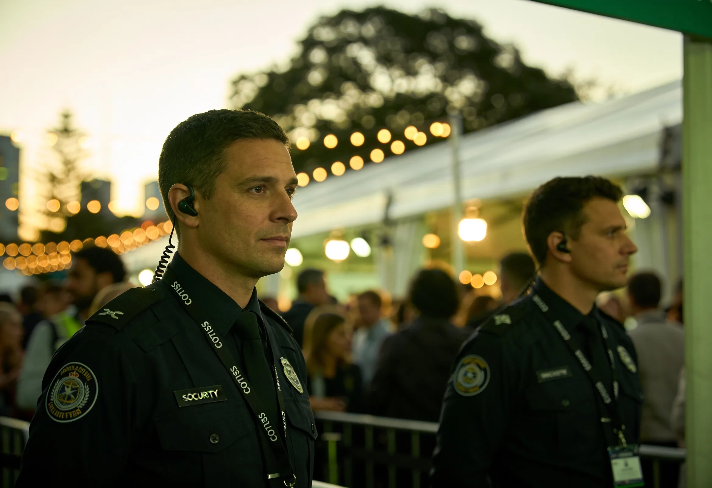 Event security staff managing a Melbourne event entrance